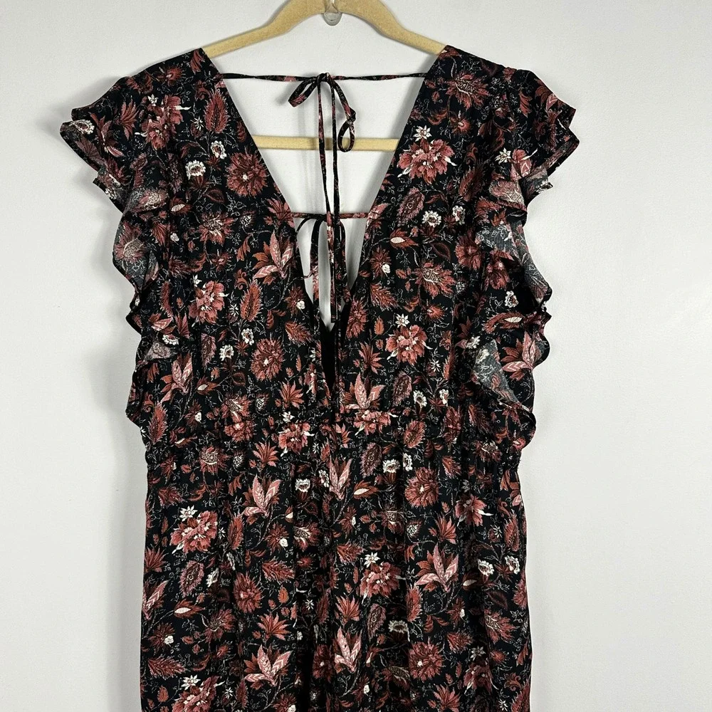 Madewell Dark Floral Wide Leg Jumpsuit Ruffle Womens Size 3X NEW Pampas Blooms - Picture 8 of 16